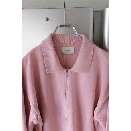 EVCON/ COTTON KNIT HALF ZIP *L.PINK