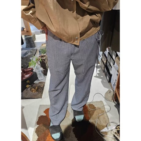 OLD FOLK HOUSE / WOOL LOUNGE PANTS *WHITE&NAVY(GINGHAM)