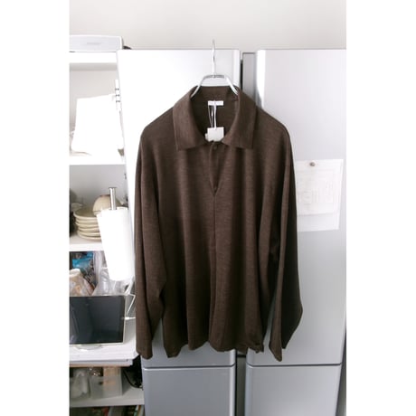 Blanc YM / Wool Jersey Twisted polo Shirts *BROWN