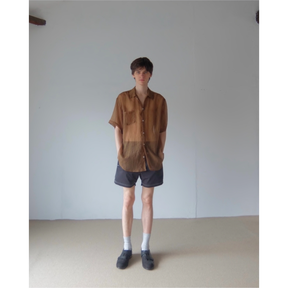 ABELIA EDWARD GOUCHA / SS SHIRT SHEER *CAMEL |