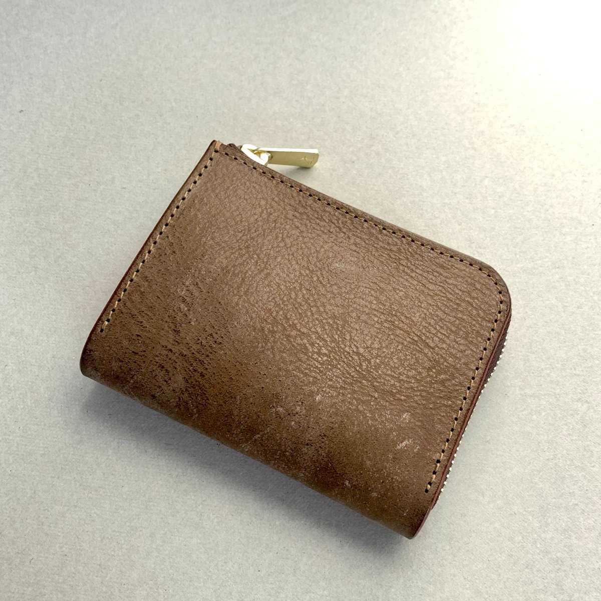 L字ファスナー ミニ財布/色:モカ | anroom leather