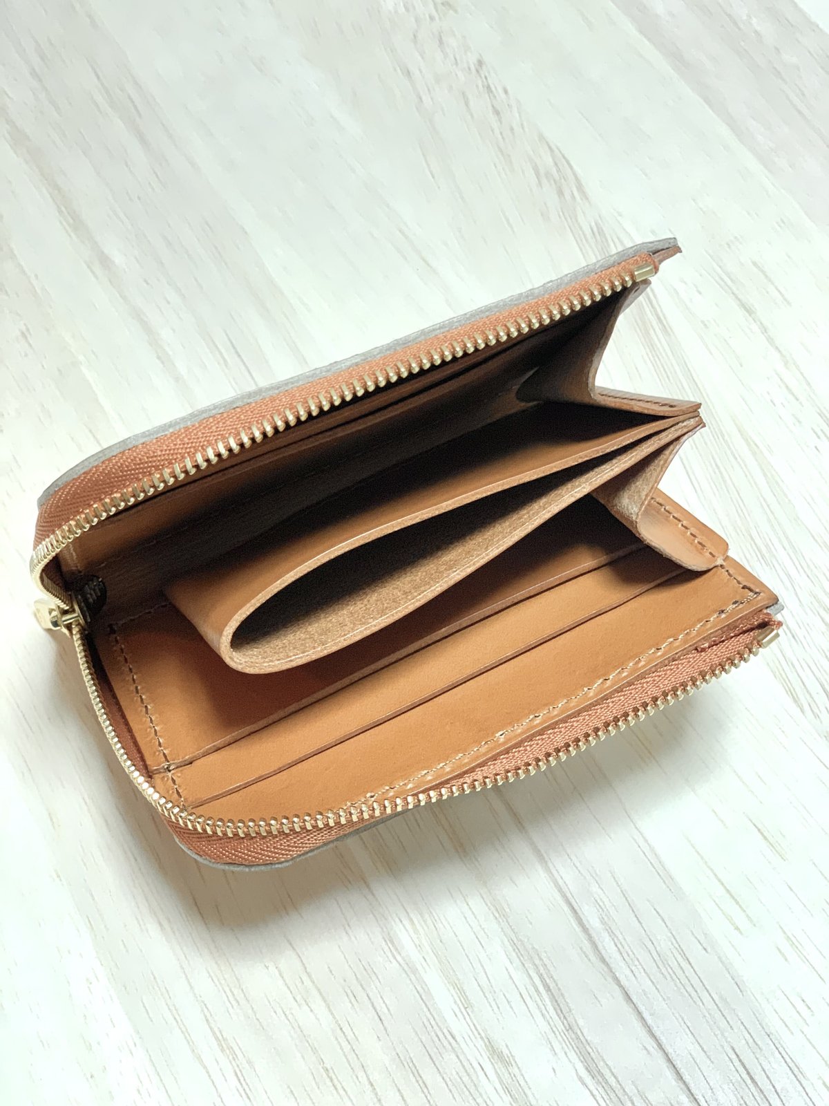 L字ファスナー ミニ財布/色:オリーブ | anroom leather