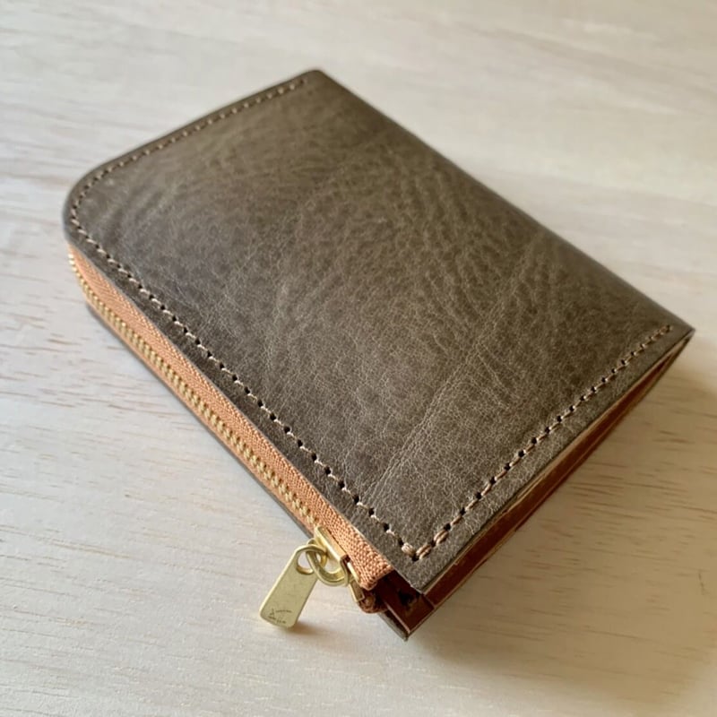 L字ファスナー ミニ財布/色:オリーブ | anroom leather