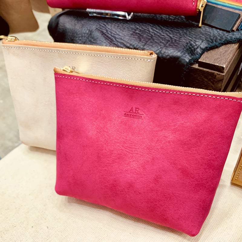 SMYTHSON ピンク レザー ポーチ ポーチ PANAMA SMALL FLAT POUCH | SMYTHSON