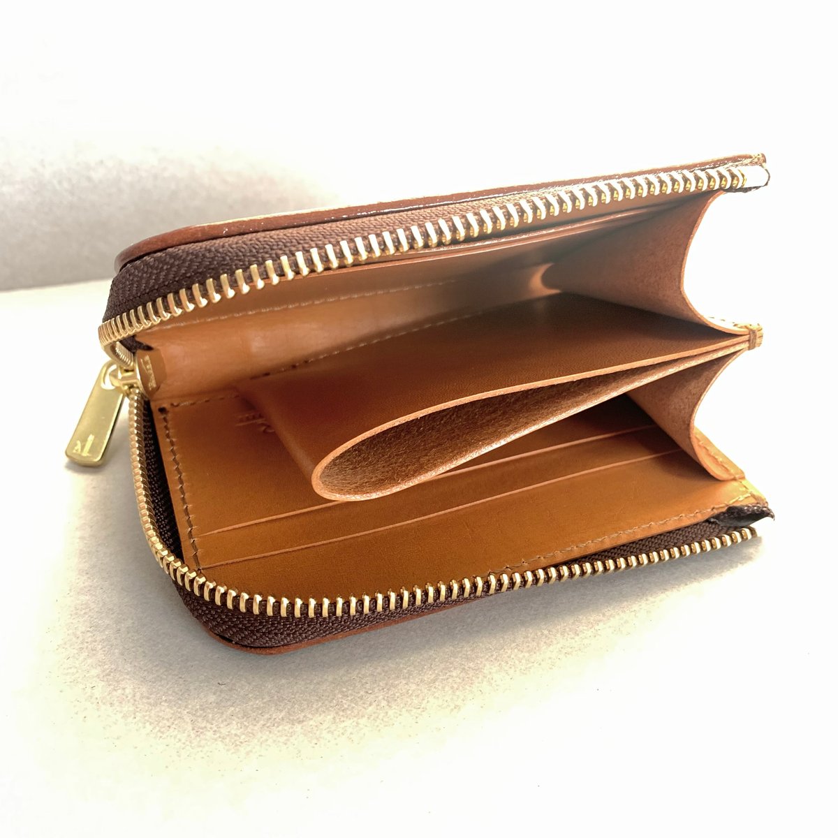 L字ファスナー ミニ財布/色:モカ | anroom leather