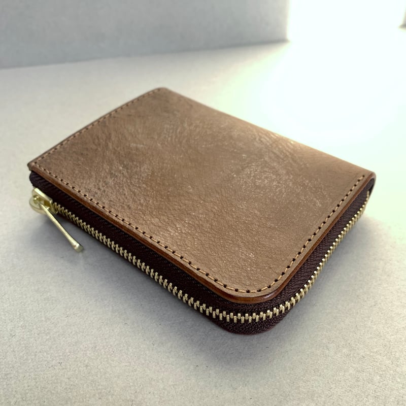 L字ファスナー ミニ財布/色:モカ | anroom leather