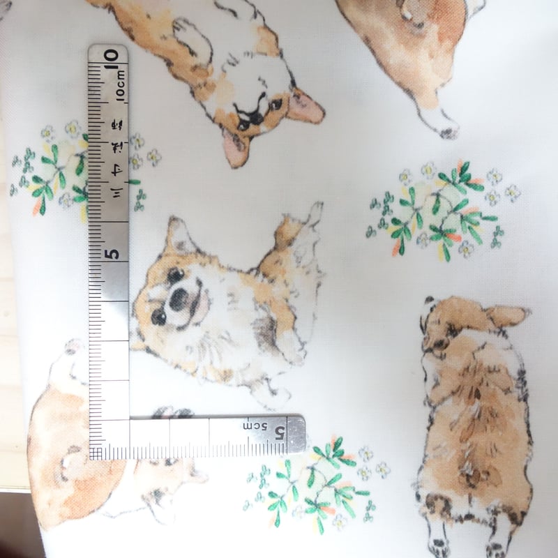コーギーイラストの生地 シーチングタイプ | あにまる堂