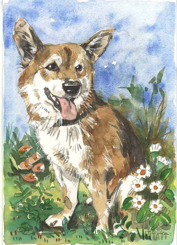 オブジェ風木製フレーム（水彩原画付）