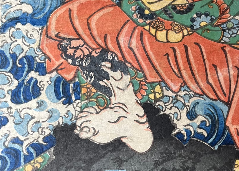 歌川芳春(芳晴)　Yoshiharu 『水滸伝豪傑鏡　浪子燕青』　水晶画　アート 歌川芳春(芳晴) Yoshiharu 『水滸伝豪傑鏡 浪子燕青』 | 雷山商店