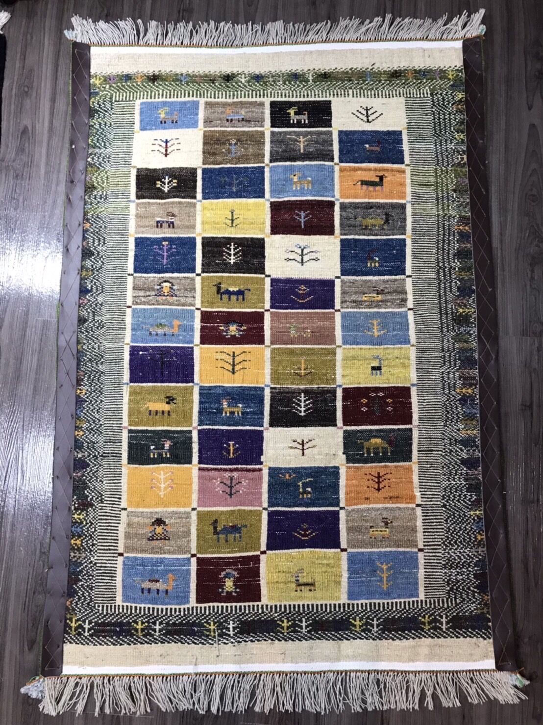 手織りペルシャ絨毯　新品　ギャッベ　リズバフ　328×253cm　ラグカーペット 手織りペルシャ絨毯新品リズバフRIZBAFT145cm × 106cm