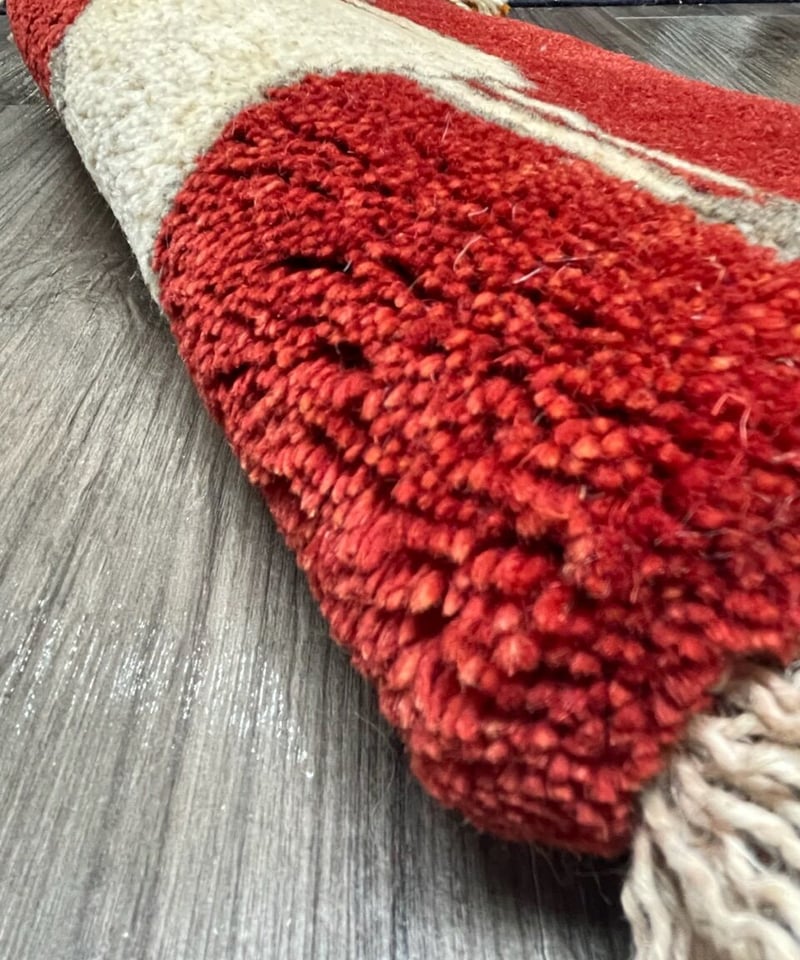 新品 ペルシャ絨毯 手織り ギャッベ 39×41cm 茜色 らくだ 新品 ペルシャ絨毯 手織り ギャッベ 39×41cm 茜色 らくだ