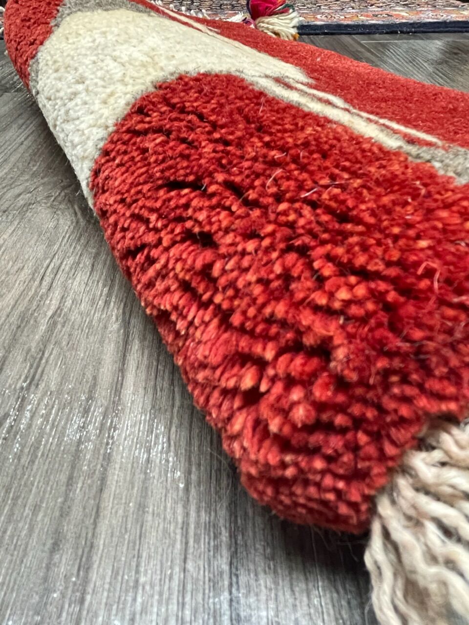 新品 ペルシャ絨毯 手織り ギャッベ 39×41cm 茜色 らくだ 新品 ペルシャ絨毯 手織り ギャッベ 39×41cm 茜色 らくだ