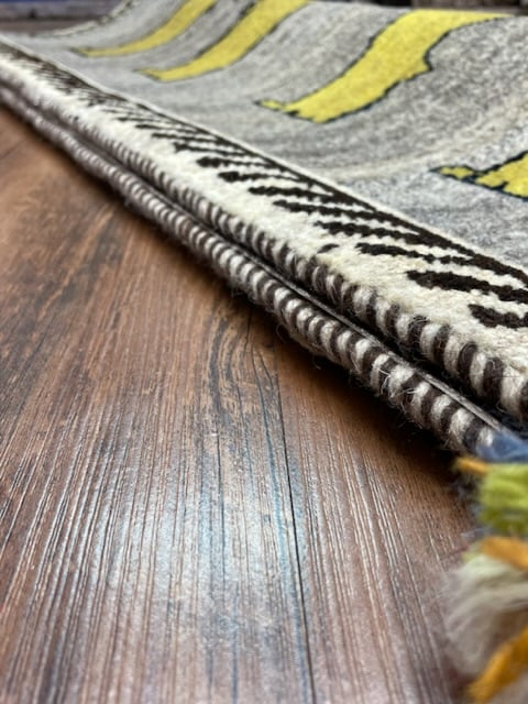新品 ペルシャ絨毯 手織り ギャッベ キャシュクリ ナチュラル 黄色