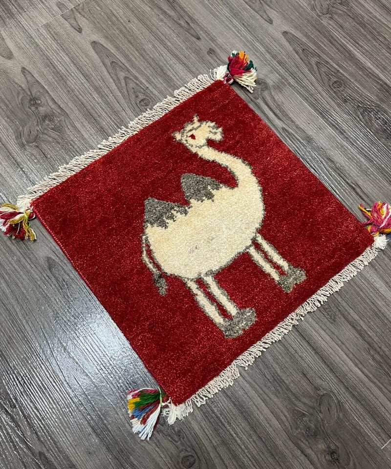 新品 ペルシャ絨毯 手織り ギャッベ 39×41cm 茜色 らくだ 新品 ペルシャ絨毯 手織り ギャッベ 39×41cm 茜色 らくだ