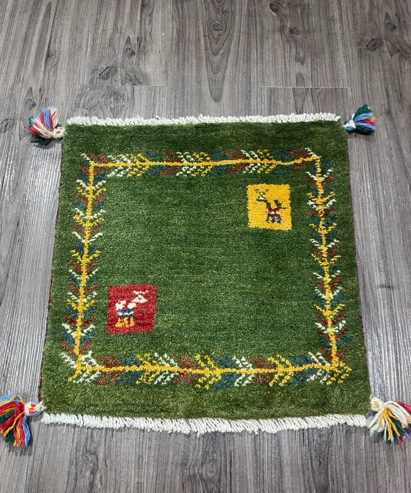 【夏の大キャンペーン】ギャッベ ミニランナー　118×47 緑　ラクダ 夏の大キャンペーン】ギャッベ ミニランナー 118×47 緑 ラクダ 夏の