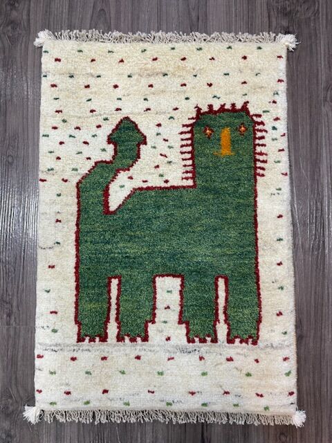 新品　ペルシャ絨毯　手織り　ヤラメ産　ライオン　緑色 新品 ペルシャ絨毯 手織り ヤラメ産 トライバルラグ | SASANIAN