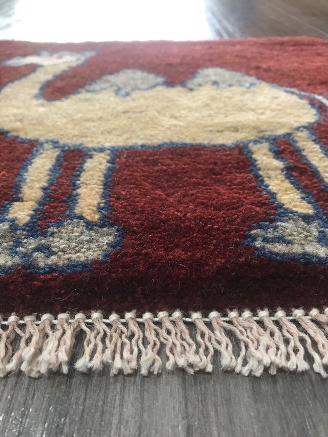 新品 ペルシャ絨毯 手織りギャッベ 39cm×40cm 茜色 ラクダ | SASANIAN