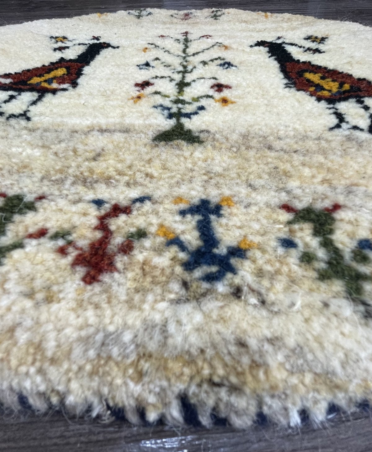 新品 ペルシャ絨毯 手織り ギャッベ 円形 40cm ナチュラル 新品 ペルシャ絨毯 手織り ギャッベ 円形 40cm ナチュラル