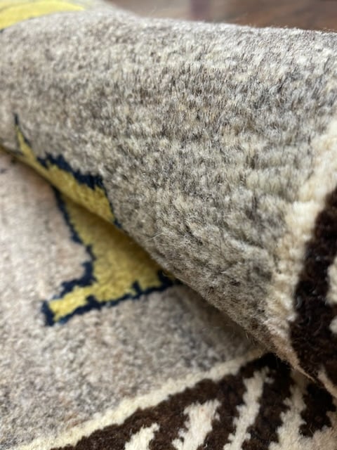 新品 ペルシャ絨毯 手織り ギャッベ キャシュクリ ナチュラル 黄色