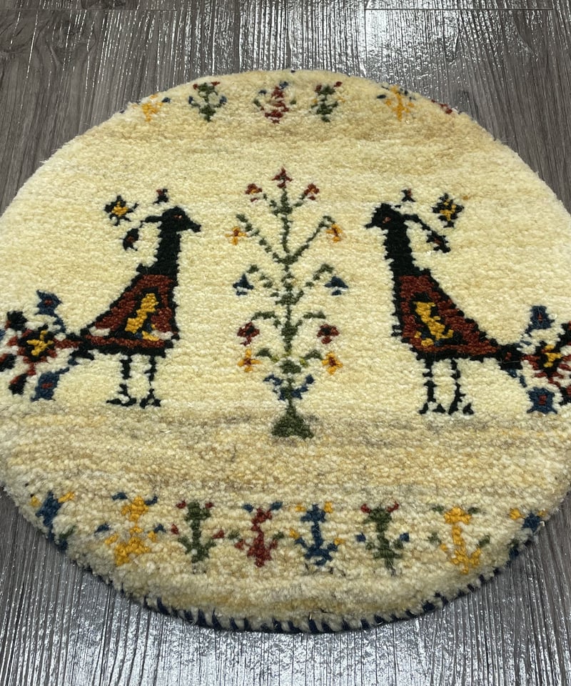 新品 ペルシャ絨毯 手織り ギャッベ 円形 40cm ナチュラル 新品 ペルシャ絨毯 手織り ギャッベ 円形 40cm ナチュラル