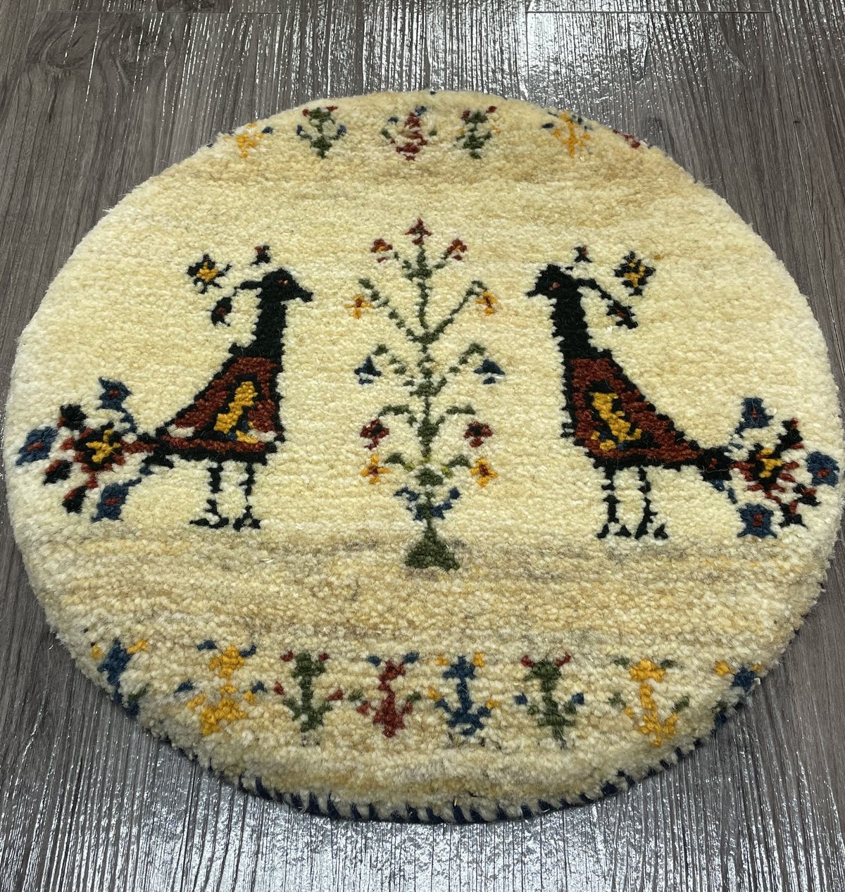 新品 ペルシャ絨毯 手織り ギャッベ 円形 40cm ナチュラル 新品 ペルシャ絨毯 手織り ギャッベ 円形 40cm ナチュラル
