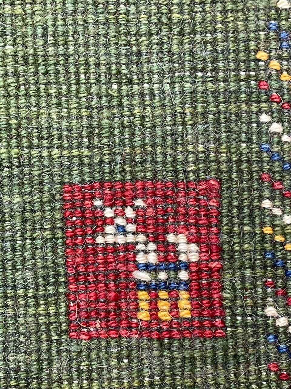 新品 ペルシャ絨毯 手織り ギャッベ 44×44cm 緑 生命の木 山羊