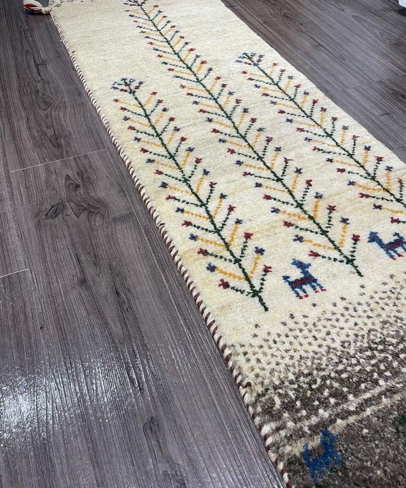 手織り キリム ランナー 192×68cm アルダビール 羊毛 青っぽい 