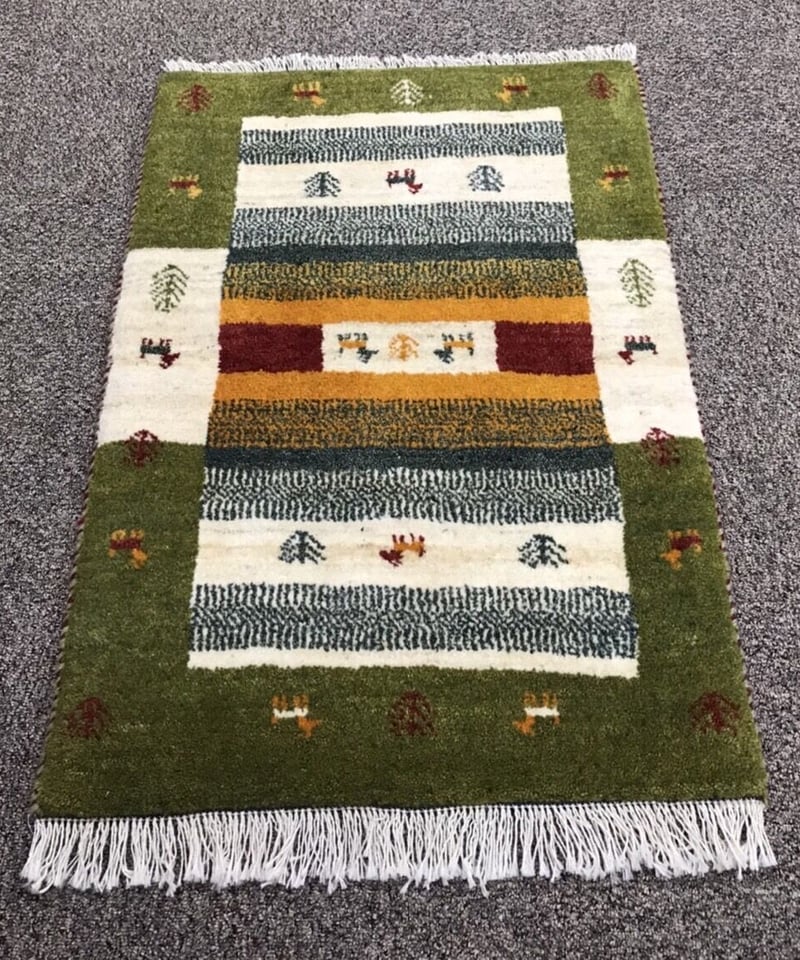 新品 ペルシャ絨毯 手織り ギャッベ 88cm×63cm | SASANIAN RUGS