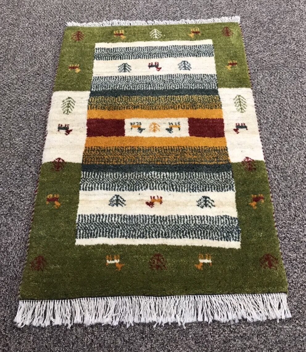新品 ペルシャ絨毯 手織り ギャッベ 88cm×63cm | SASANIAN RUGS