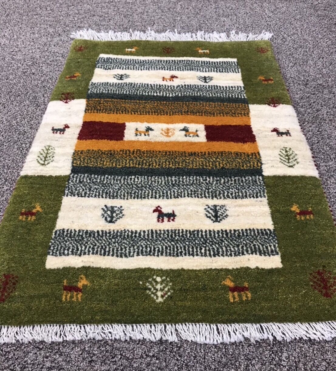 新品 ペルシャ絨毯 手織り ギャッベ 88cm×63cm | SASANIAN RUGS