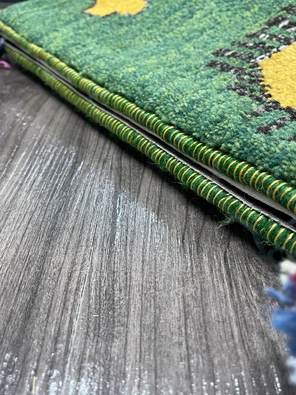 新品 ペルシャ絨毯 手織り ギャッベ 43×39cm 緑 ライオン | SASANIAN