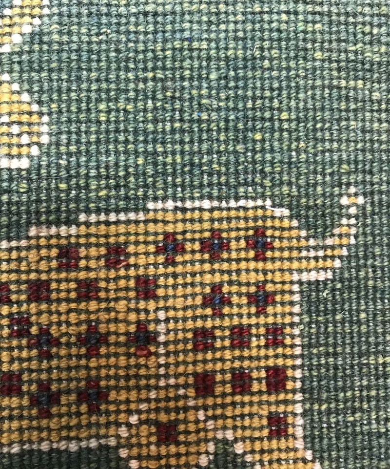 新品 ペルシャ絨毯 手織り ギャッベ 40×41cm 緑 鹿 | SASANIAN