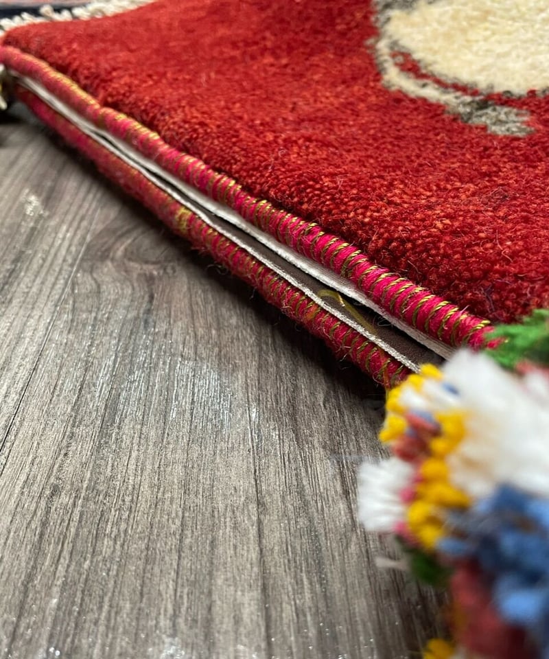 新品 ペルシャ絨毯 手織り ギャッベ 39×41cm 茜色 らくだ 新品 ペルシャ絨毯 手織り ギャッベ 39×41cm 茜色 らくだ