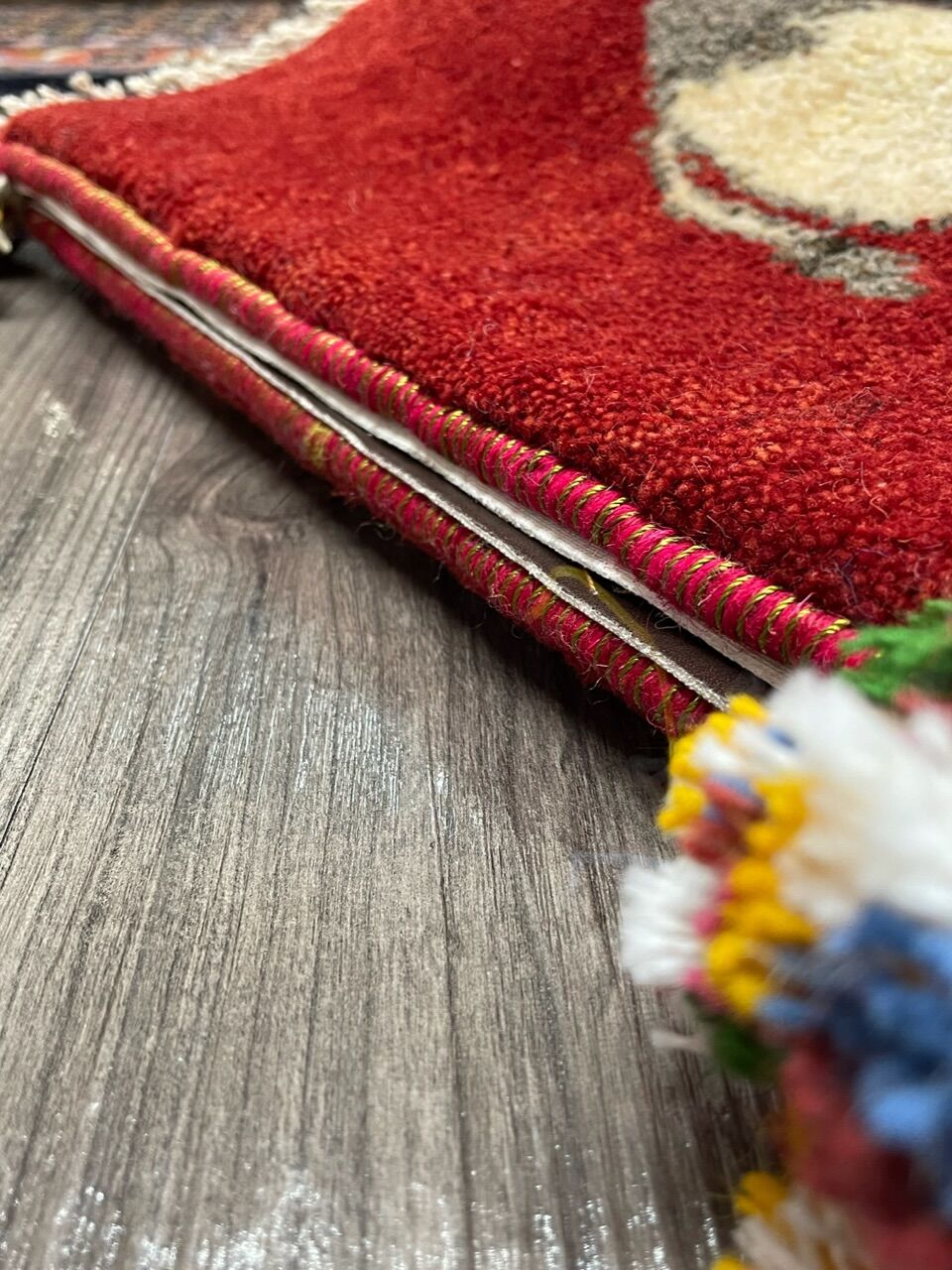 新品 ペルシャ絨毯 手織り ギャッベ 39×41cm 茜色 らくだ 新品 ペルシャ絨毯 手織り ギャッベ 39×41cm 茜色 らくだ