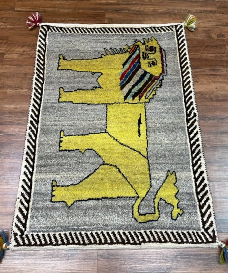 新品 ペルシャ絨毯 手織り ギャッベ キャシュクリ円形 (015)風景