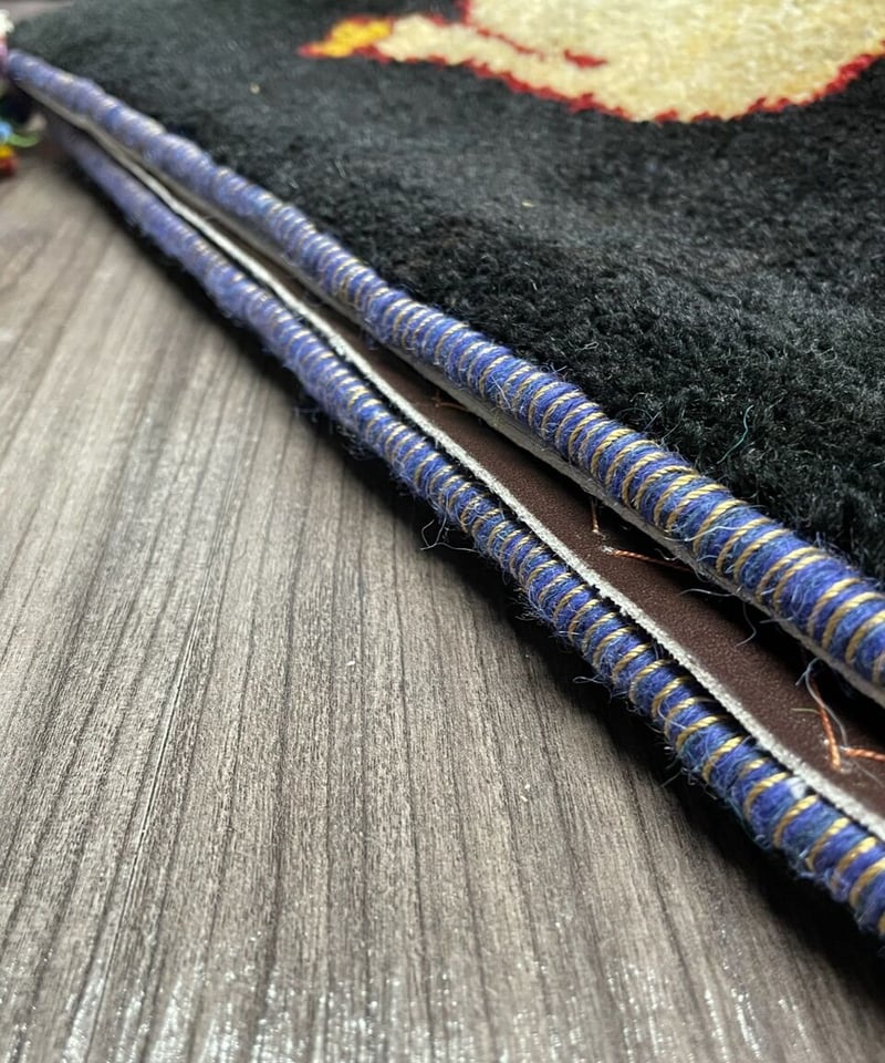 新品 ペルシャ絨毯 手織り ギャッベ 42×42cm ナチュラル(黒) ロバ | SAS