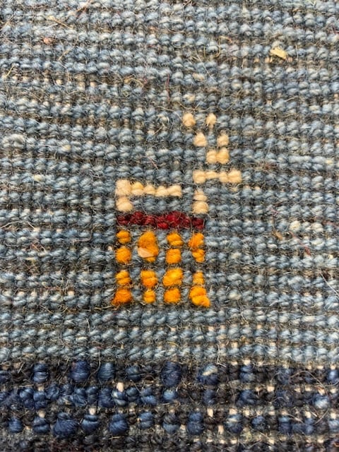 新品 ペルシャ絨毯 手織り ギャッベ 39×40cm 青 山羊 生命の木