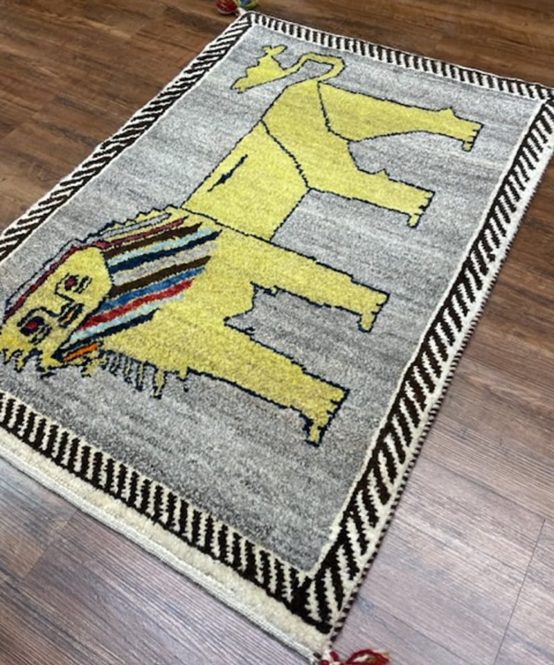 新品 ペルシャ絨毯 手織り ギャッベ キャシュクリ ナチュラル 黄色