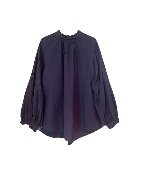 pin tuck sleeve blouse navy