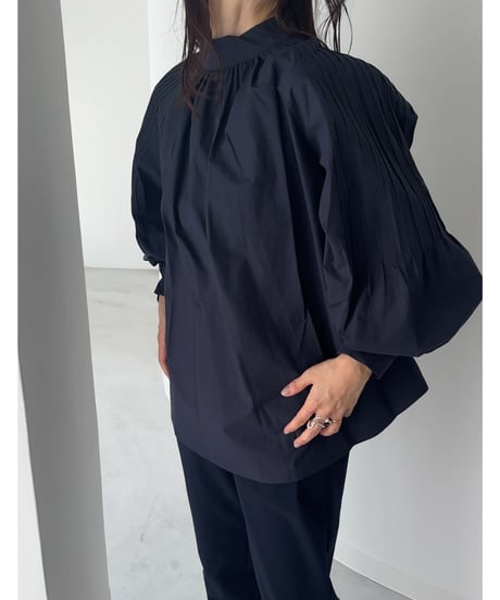 pin tuck sleeve blouse navy