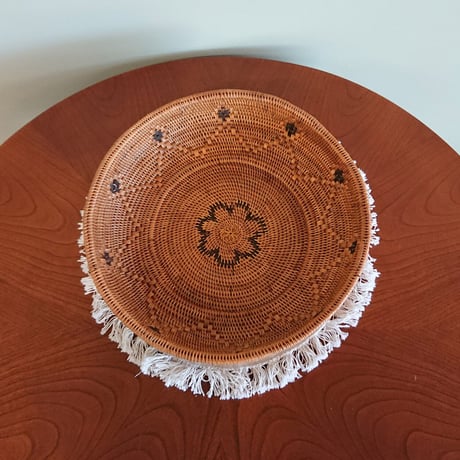 バリ島【アタ】　柄入り丸トレー -新品 -