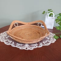 ラタン(籐) 透かし編みトレー - 新品 -
