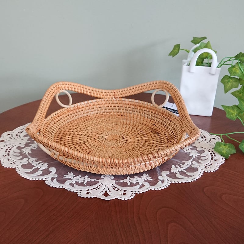ラタン(籐) 透かし編みトレー - 新品 - | FUJIWAKAYAMA
