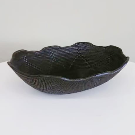 バリ島【アタ】波型トレー(黒) - 新品 -