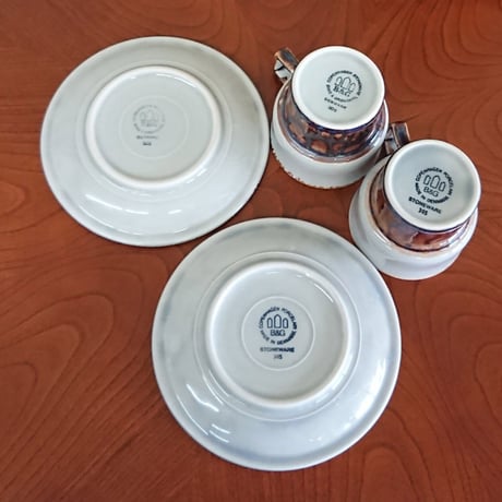 デンマーク製＜イェンス．H．クイストゴー＞カップ＆ソーサー２客セット₌長期保管新品₌