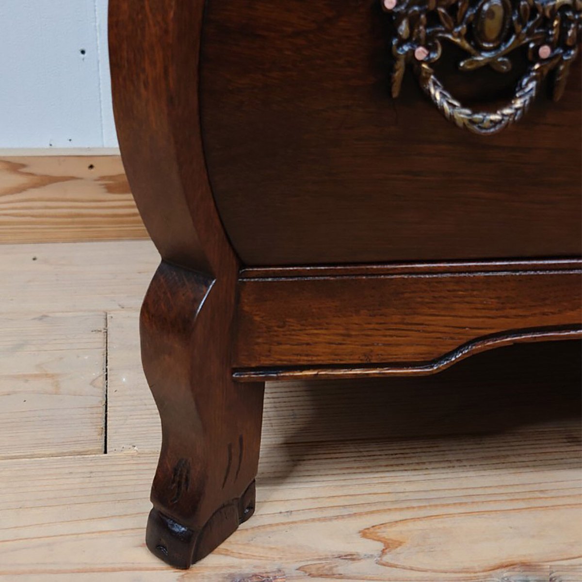 オランダ3段チェストオーク材コモードアンティークヴィンテージ猫脚