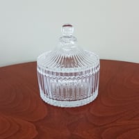 蓋付きデザインガラス小物入れ・ストライプ柄  - 新品 -
