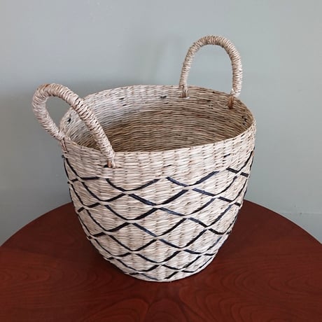 シーグラス(い草)・持ち手付きバスケット　₋新品₋