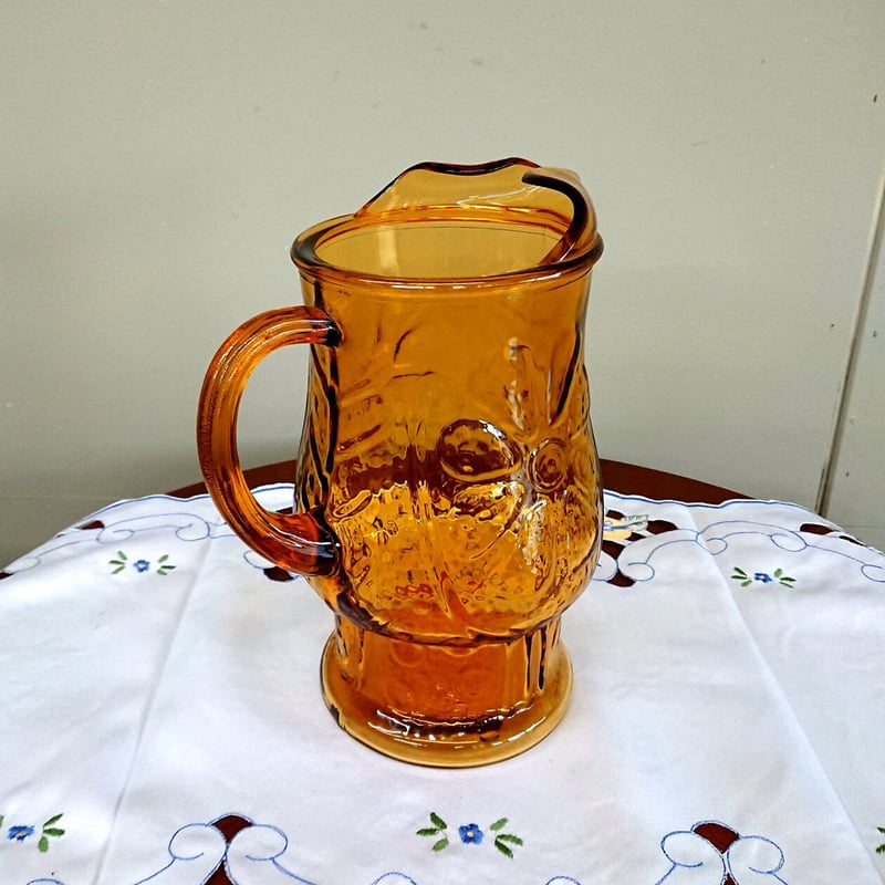 アメリカ製 アンバーガラス・ピッチャー ＝長期保管未使用
