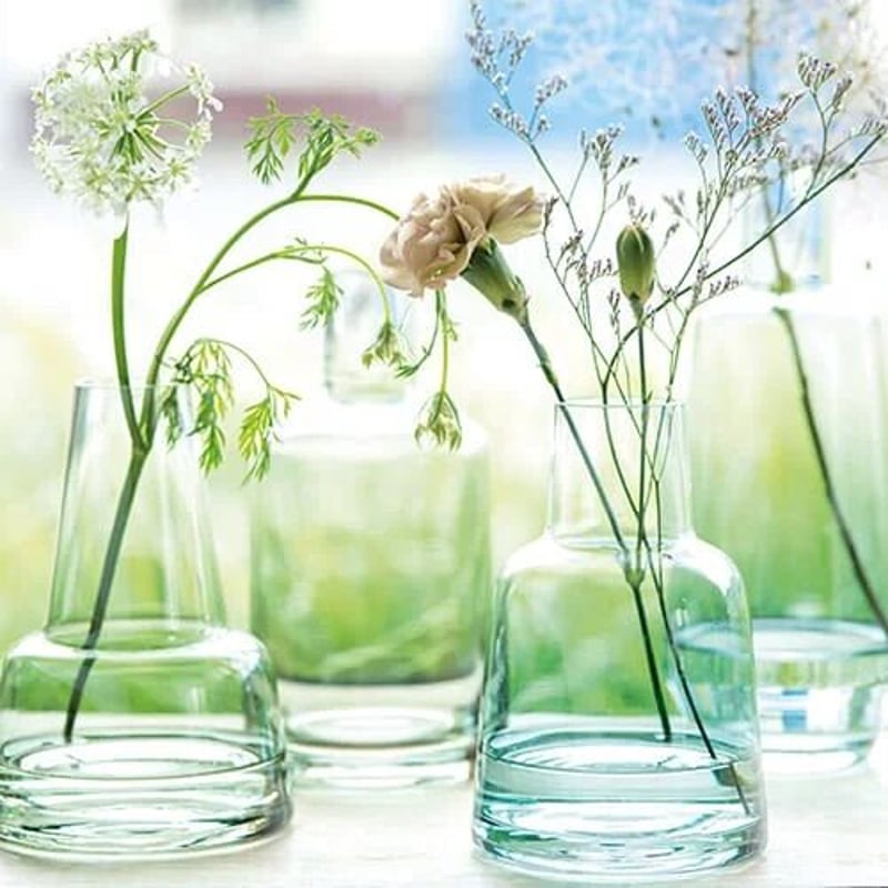 ブルーベリー リボン 花瓶 ガラス 複製画 琉球ガラス 植物 花イラスト 緑 ブルーベリー リボン 花瓶 ガラス 複製画 琉球ガラス 植物 花イラスト